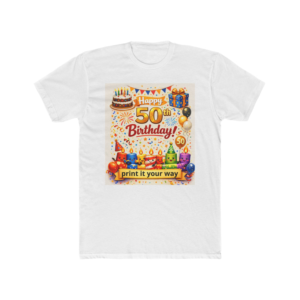 Happy 50th Birthday Tee – Colorful Party Cake & Balloons T-Shirt