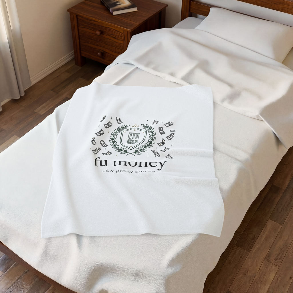 quiet luxury crest Velveteen Plush Blanket | old money minimalist, monochrome