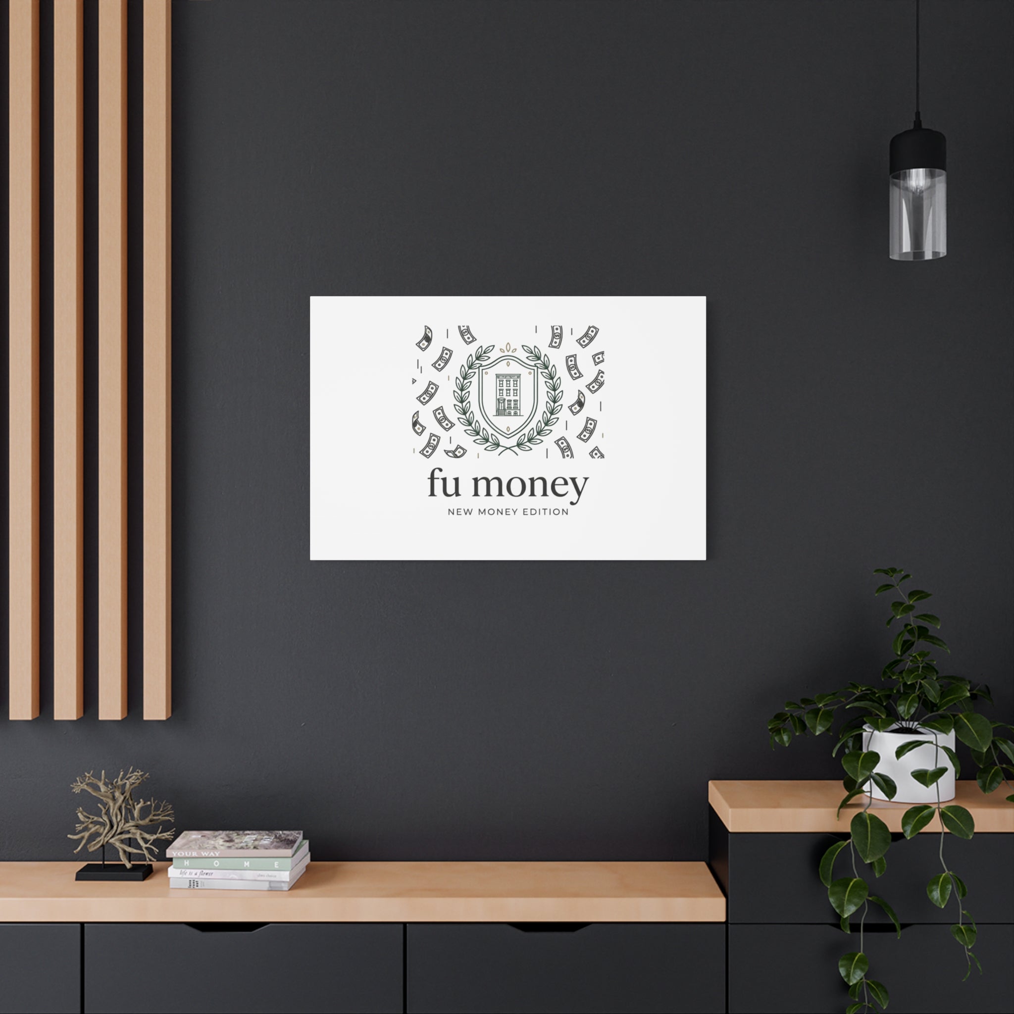 fu money Canvas |New Money Minimalist, Quiet Luxury, Serif Monochrome