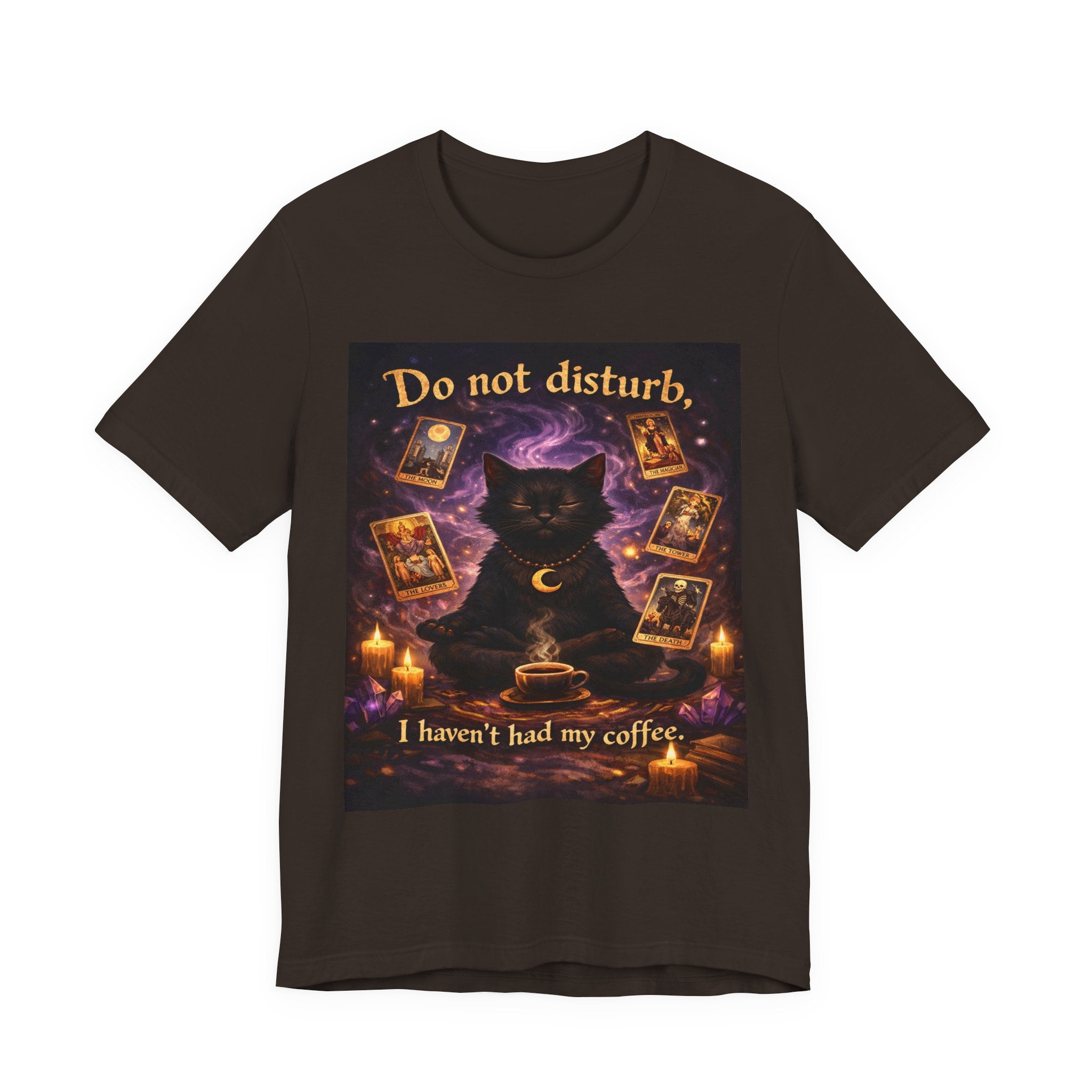Do Not Disturb Cat Coffee Tee — Mystic Black Cat Tarot T-Shirt