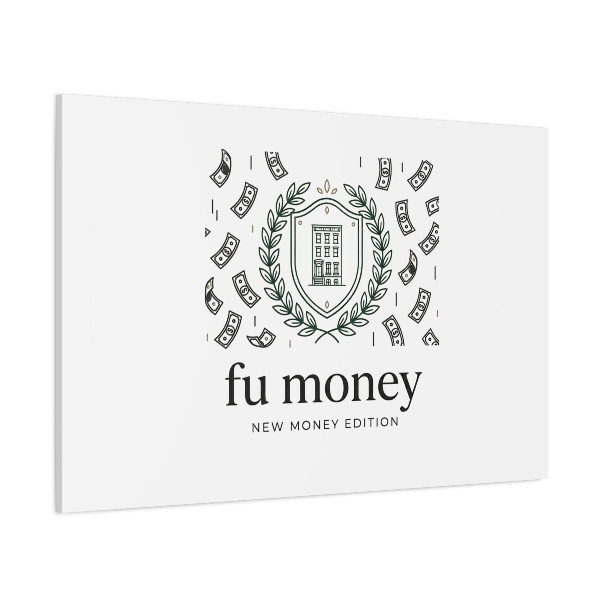 fu money Canvas |New Money Minimalist, Quiet Luxury, Serif Monochrome