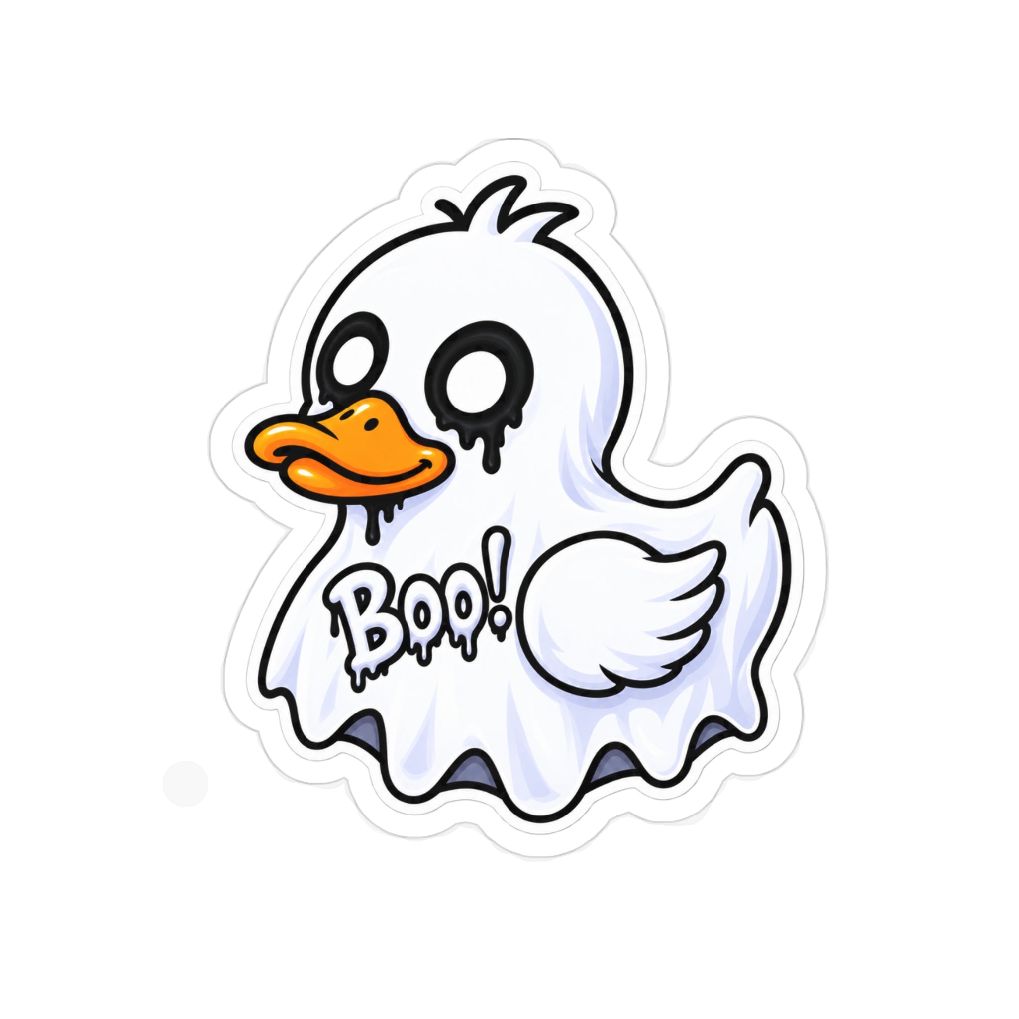 Ghost Duck Outdoor Die-Cut Sticker — "Boo!" Transparent Weatherproof Decal