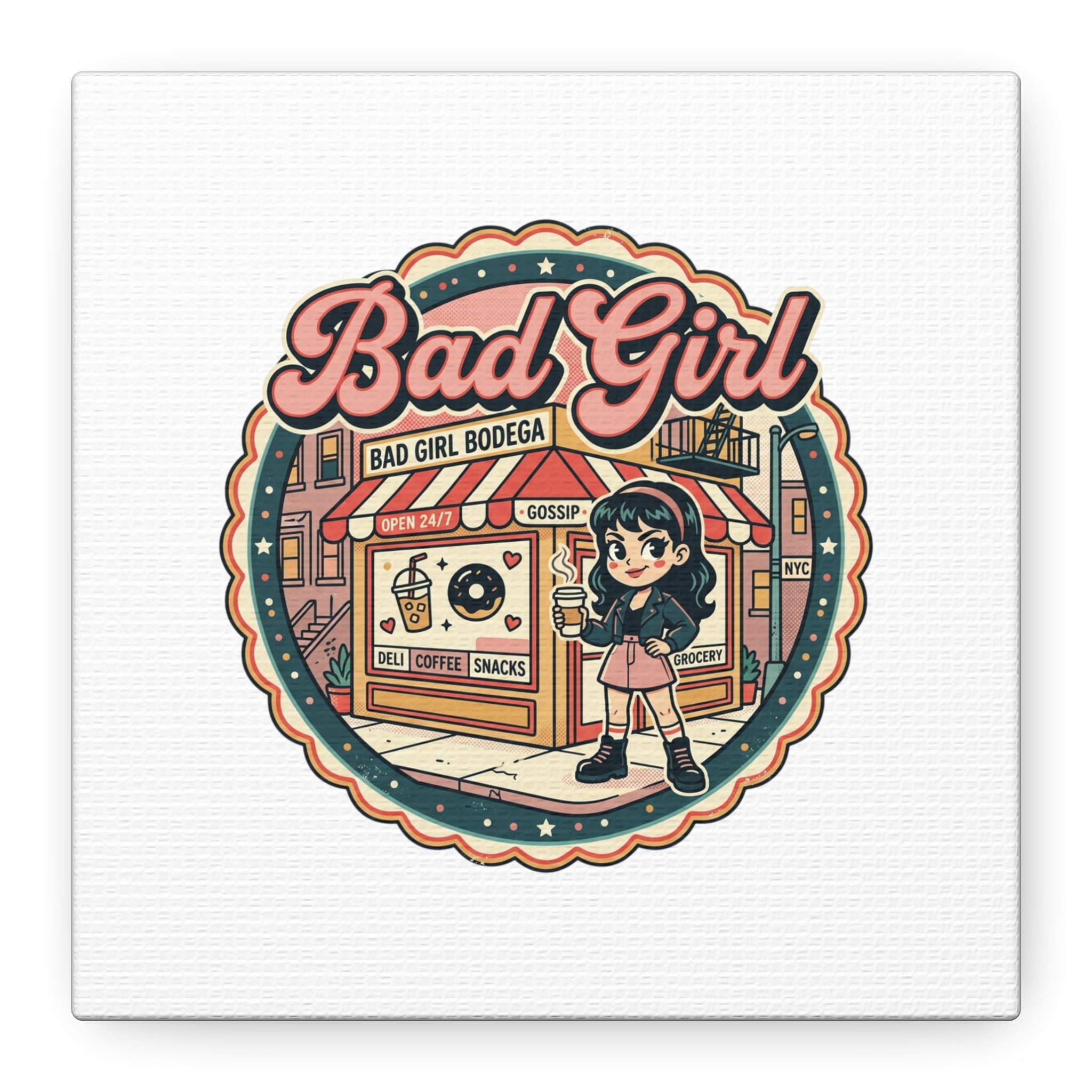 Bad Girl Bodega Canvas Print | Bodega, NYC, Y2K Corner Store Art