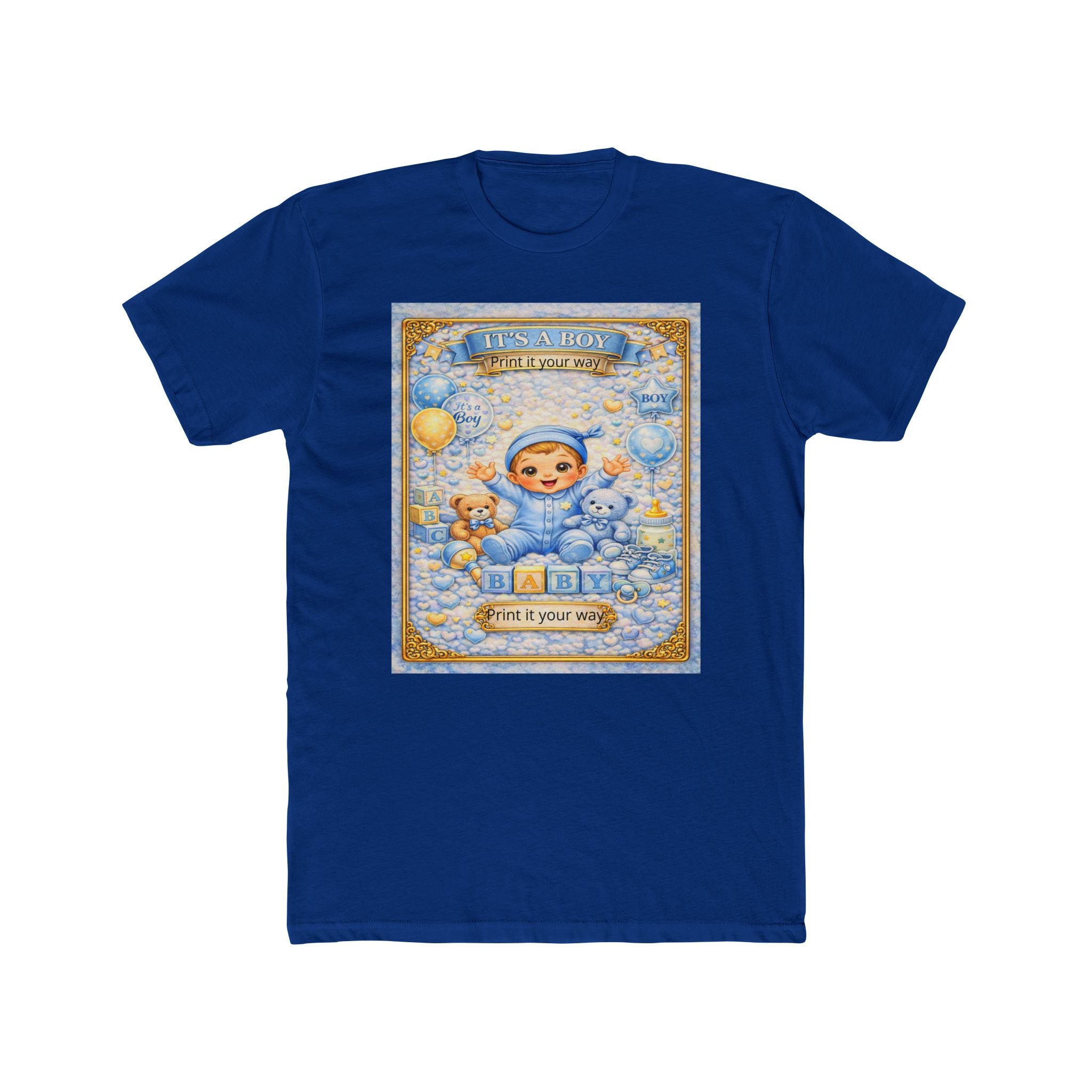 Its a Boy T‑Shirt – 'A New Adventure Begins' Cute Vintage Blue Baby Design