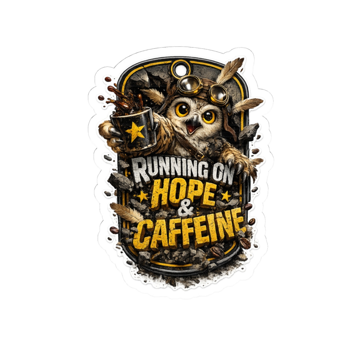4th wall kiss cut sticker — Running on Hope & Caffeine Owl Sticker
