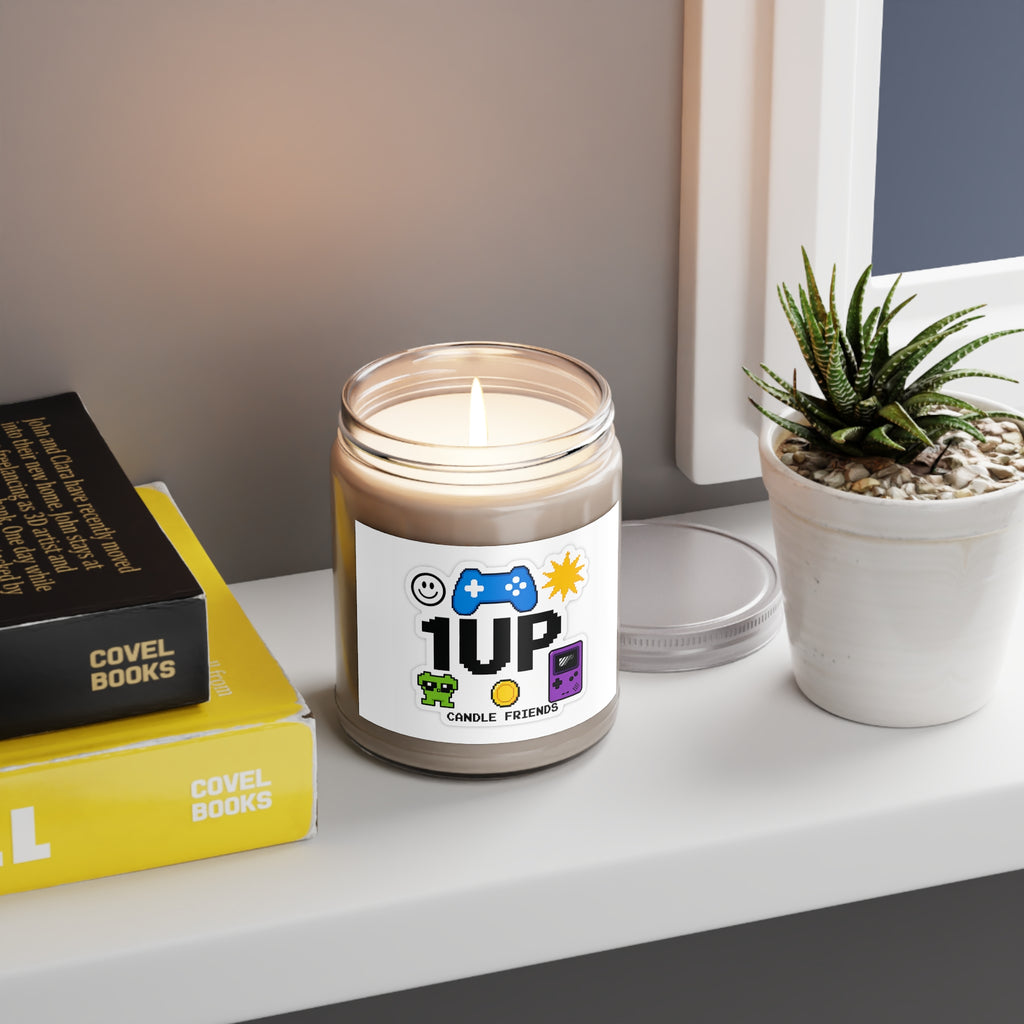 1UP Gamer Scented Soy Candle — 9oz White-Lid Retro Video Game Candle