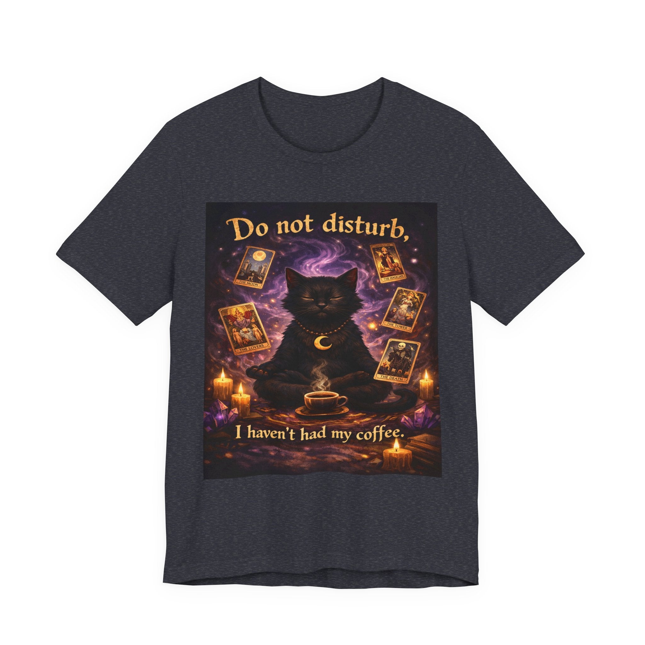 Do Not Disturb Cat Coffee Tee — Mystic Black Cat Tarot T-Shirt