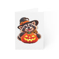 Halloween Raccoon Greeting Cards — Cute Raccoon with Jack-O'-Lantern (Pack of 1/10/30/50)