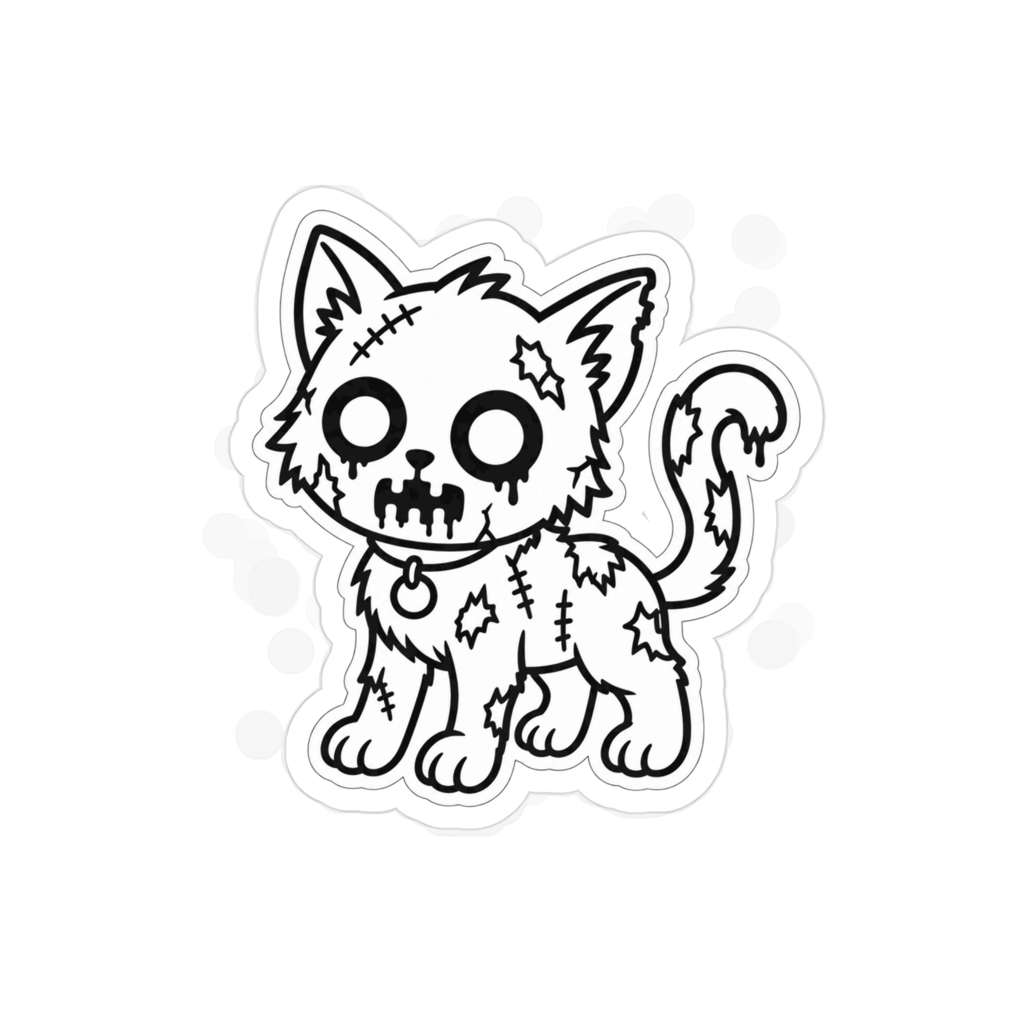 Zombie Cat Die-Cut Sticker — Transparent Outdoor Vinyl Decal