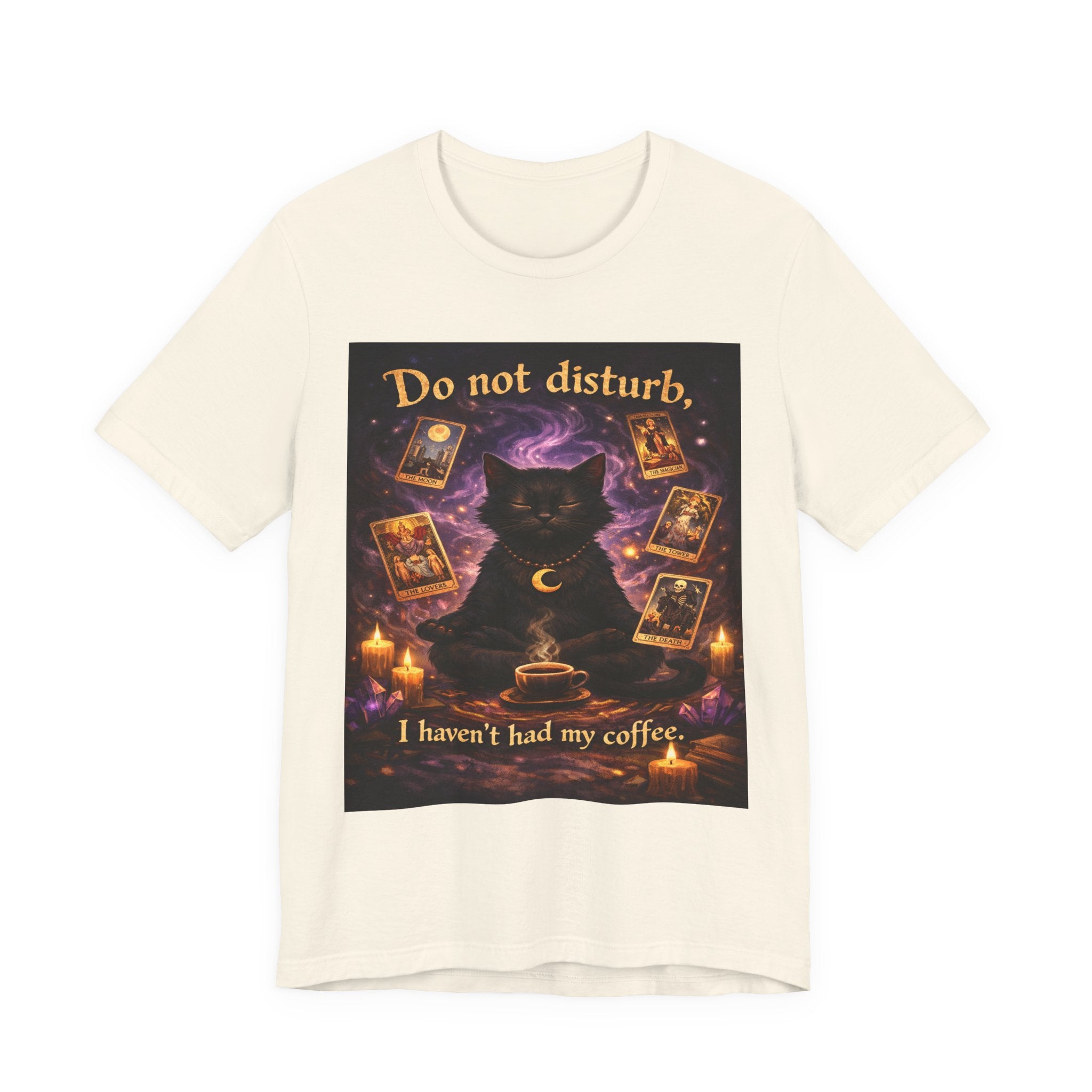 Do Not Disturb Cat Coffee Tee — Mystic Black Cat Tarot T-Shirt