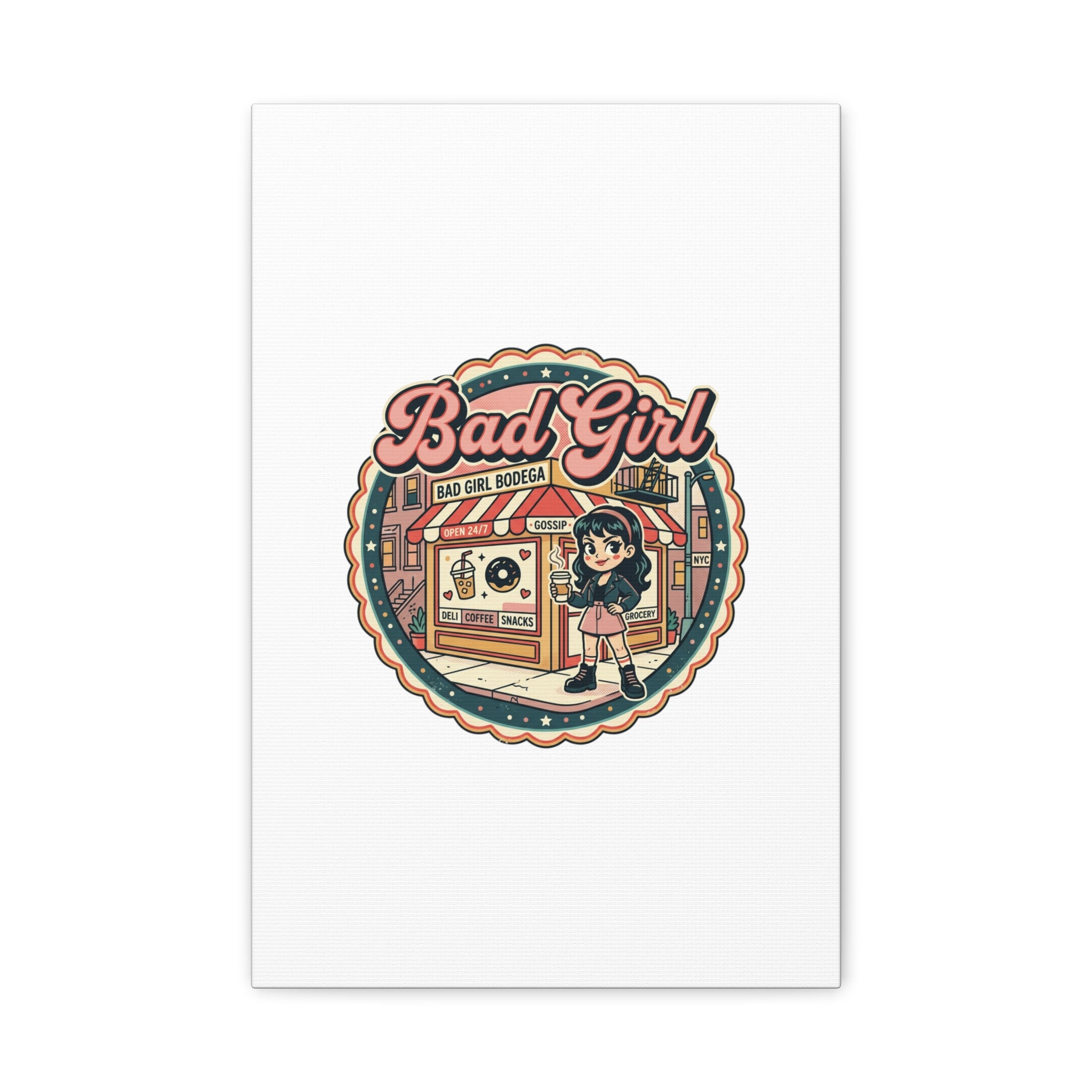Bad Girl Bodega Canvas Print | Bodega, NYC, Y2K Corner Store Art