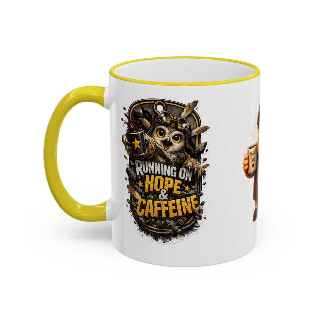 Running on Hope and Caffeine — 'My First Cup of Joe' Vintage Coffee Character (11oz/15oz)