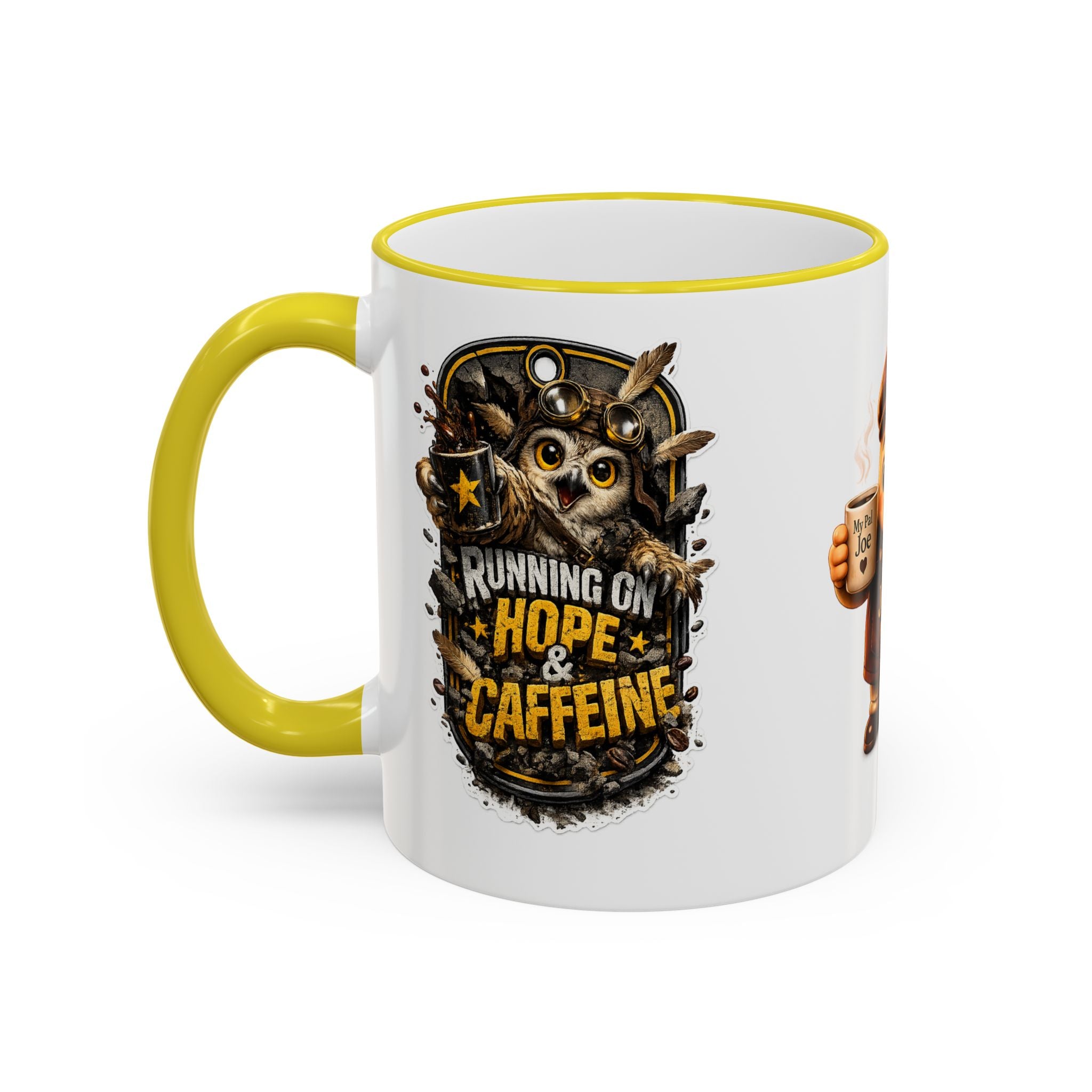 Running on Hope and Caffeine — 'My First Cup of Joe' Vintage Coffee Character (11oz/15oz)