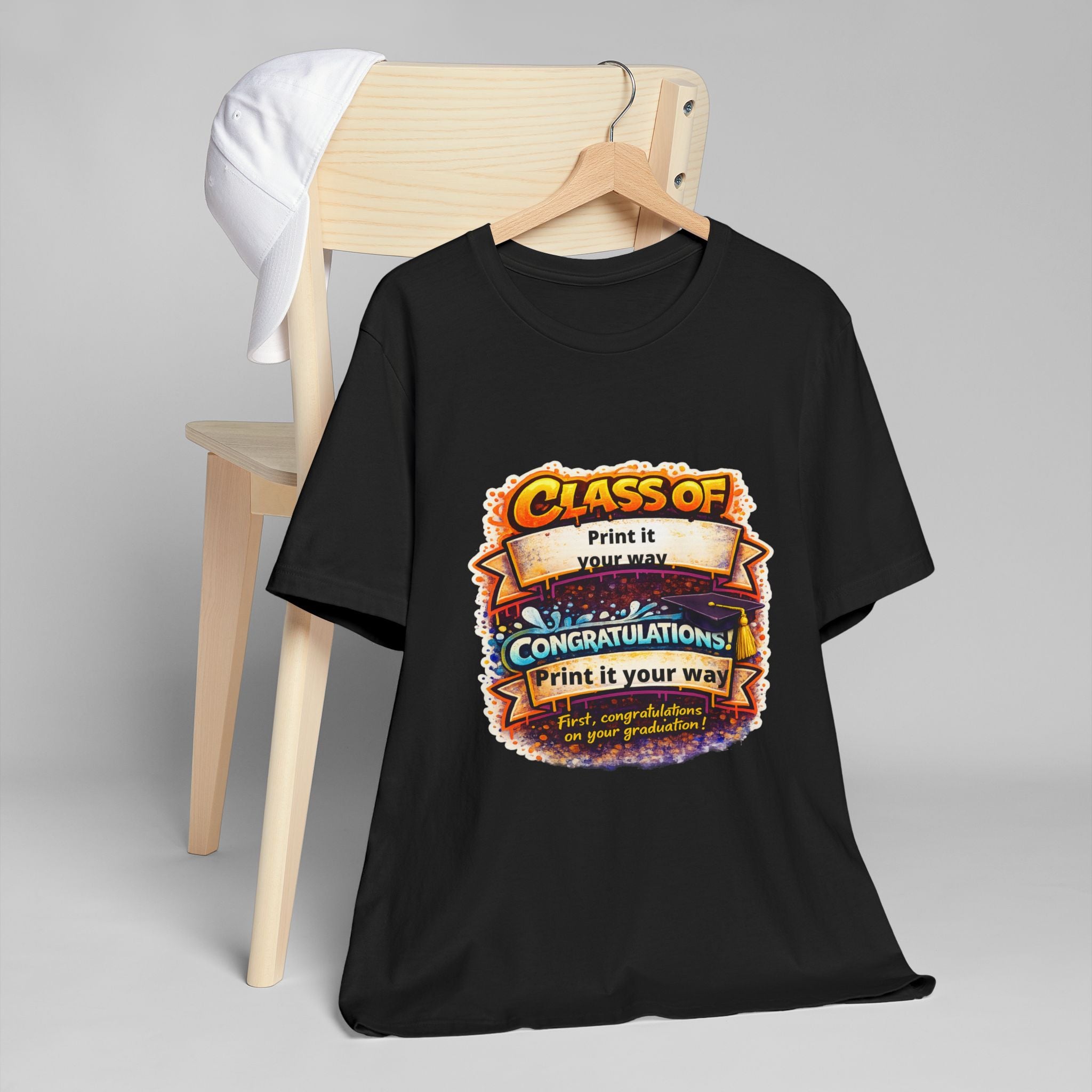 Class of [Year] Graduation T-Shirt — "Congratulations!" Colorful Celebration Tee