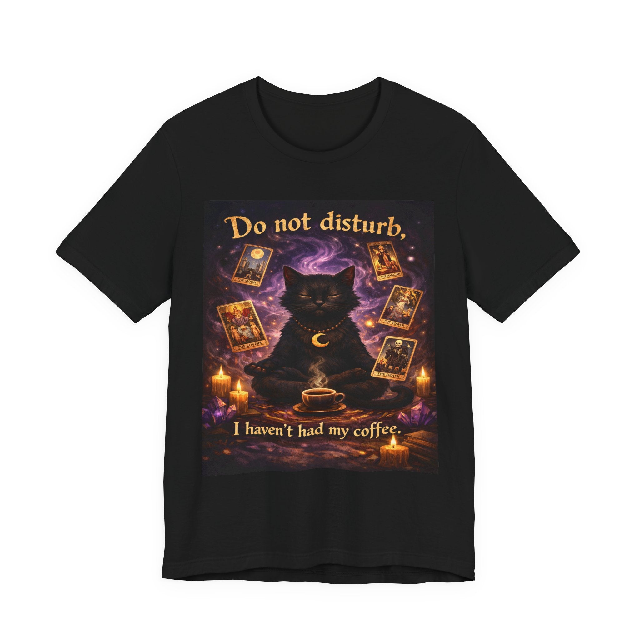 Do Not Disturb Cat Coffee Tee — Mystic Black Cat Tarot T-Shirt