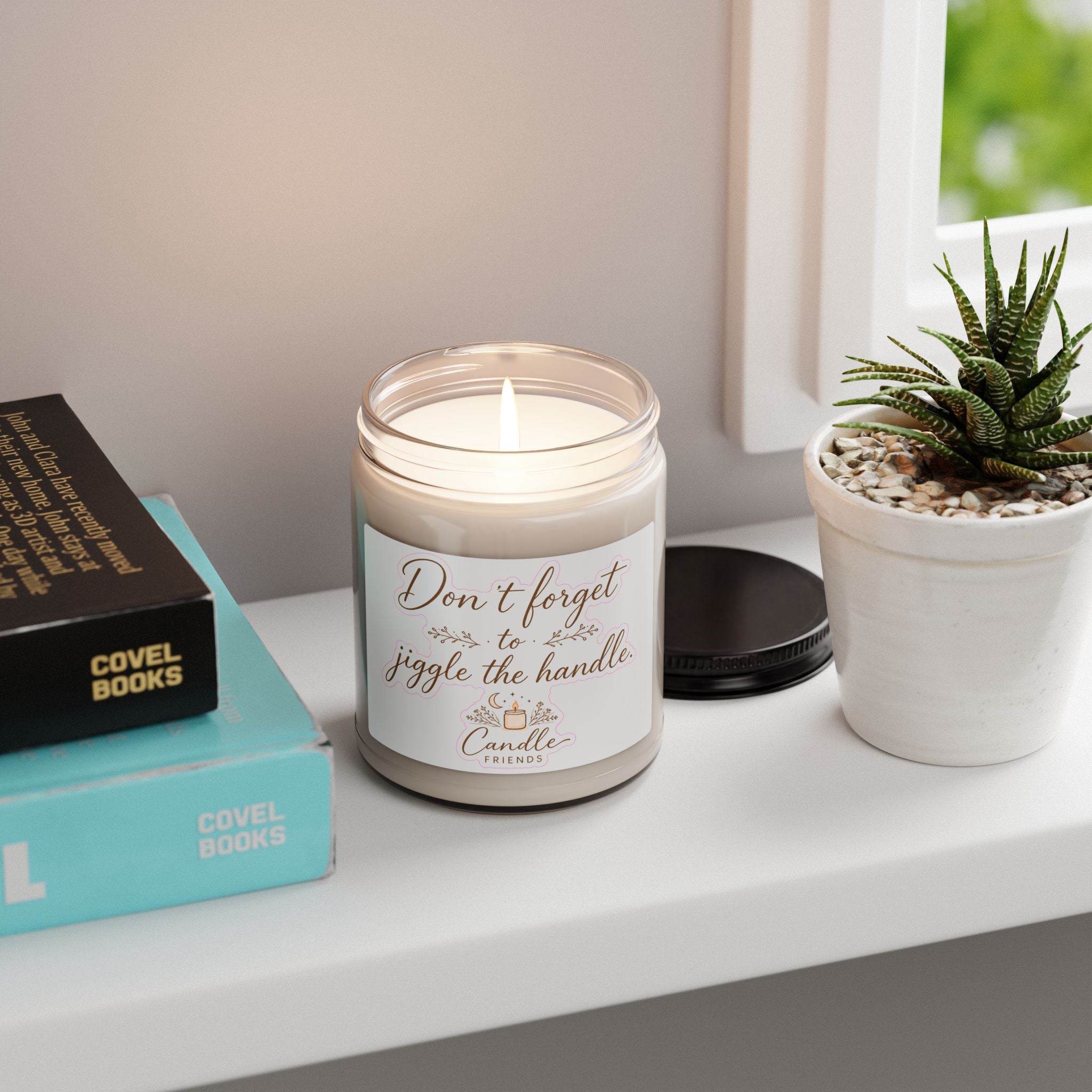 Don’t Forget to Jiggle the Handle – Scented Soy Candle, 9oz (Funny Kitchen Quote)
