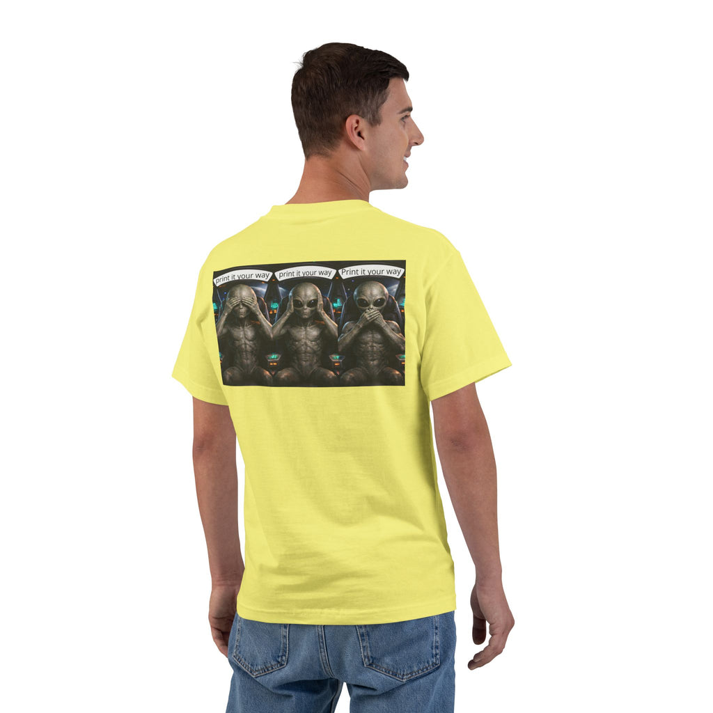 Alien Meditation Graphic T-Shirt — 'See No Evil' Trio Sci‑Fi Tee