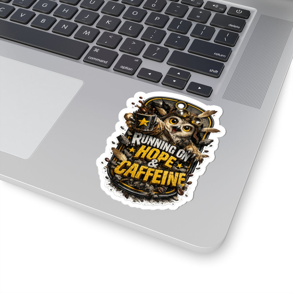 4th wall kiss cut sticker — Running on Hope & Caffeine Owl Sticker