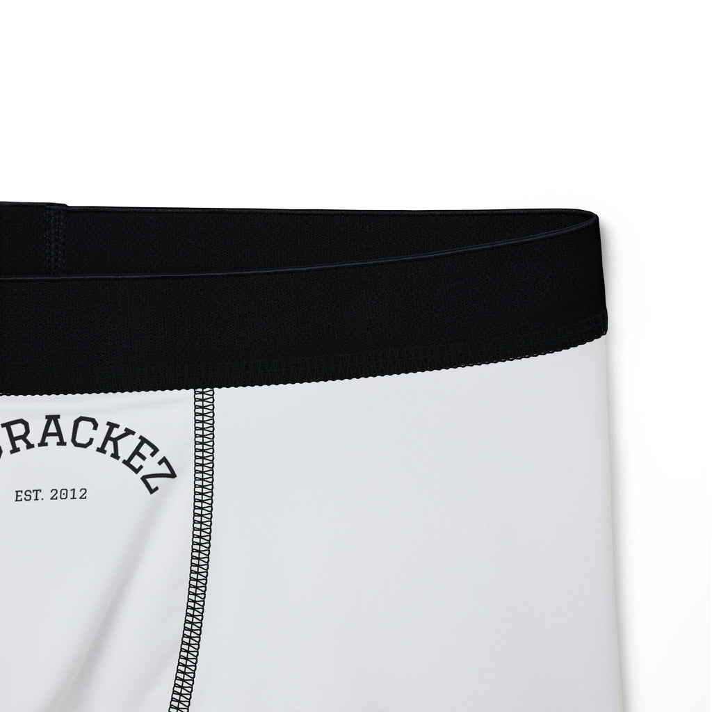 Men's Boxer Briefs — Classic White 'BICRACKEZ' Logo Performance Boxers