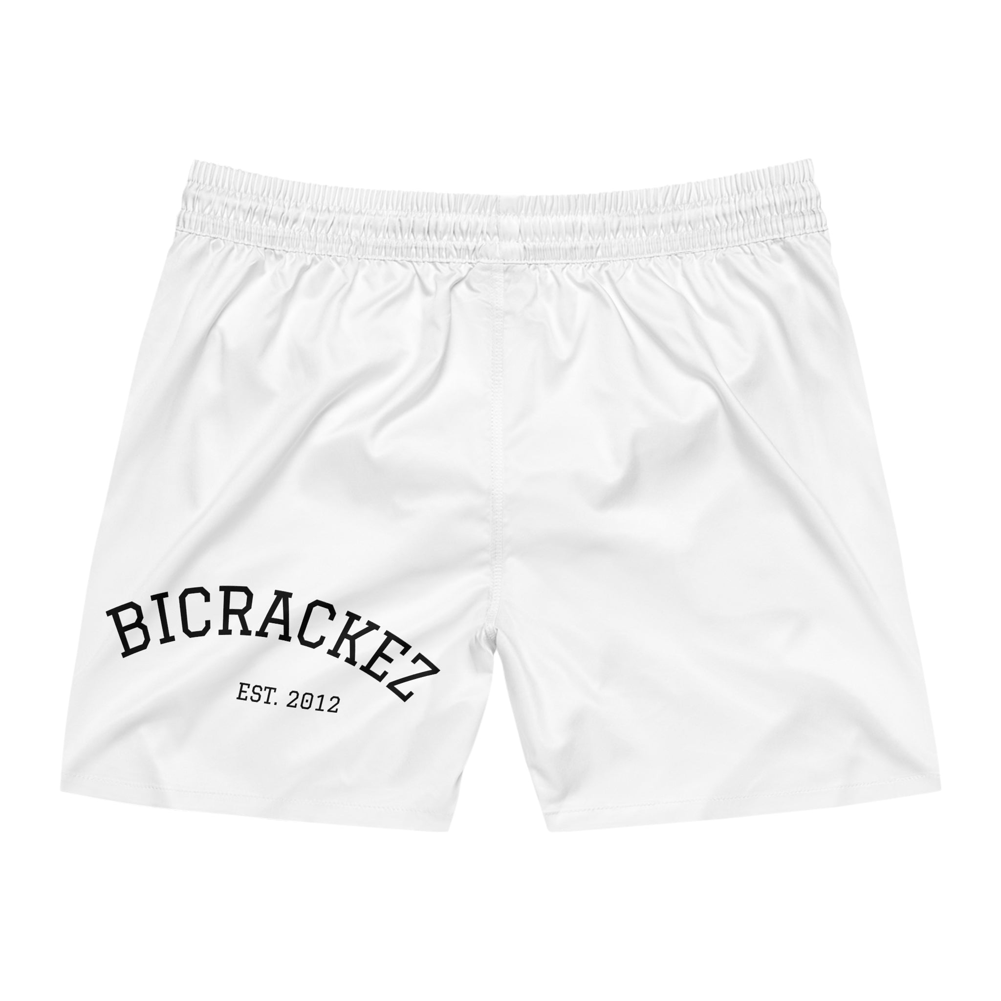 Men's Swim Shorts — 'BICRACKEZ EST. 2012' Mid-Length Beach Trunks