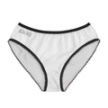 Women's Bicrackez Briefs — White Lace-Trim Briefs with 'BICRACKEZ' Script
