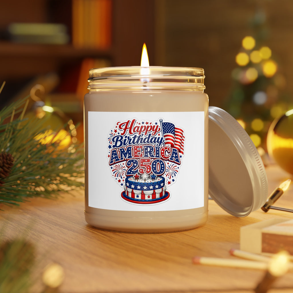 Happy Birthday America 250 Scented Soy Candles with White Lid, 9oz