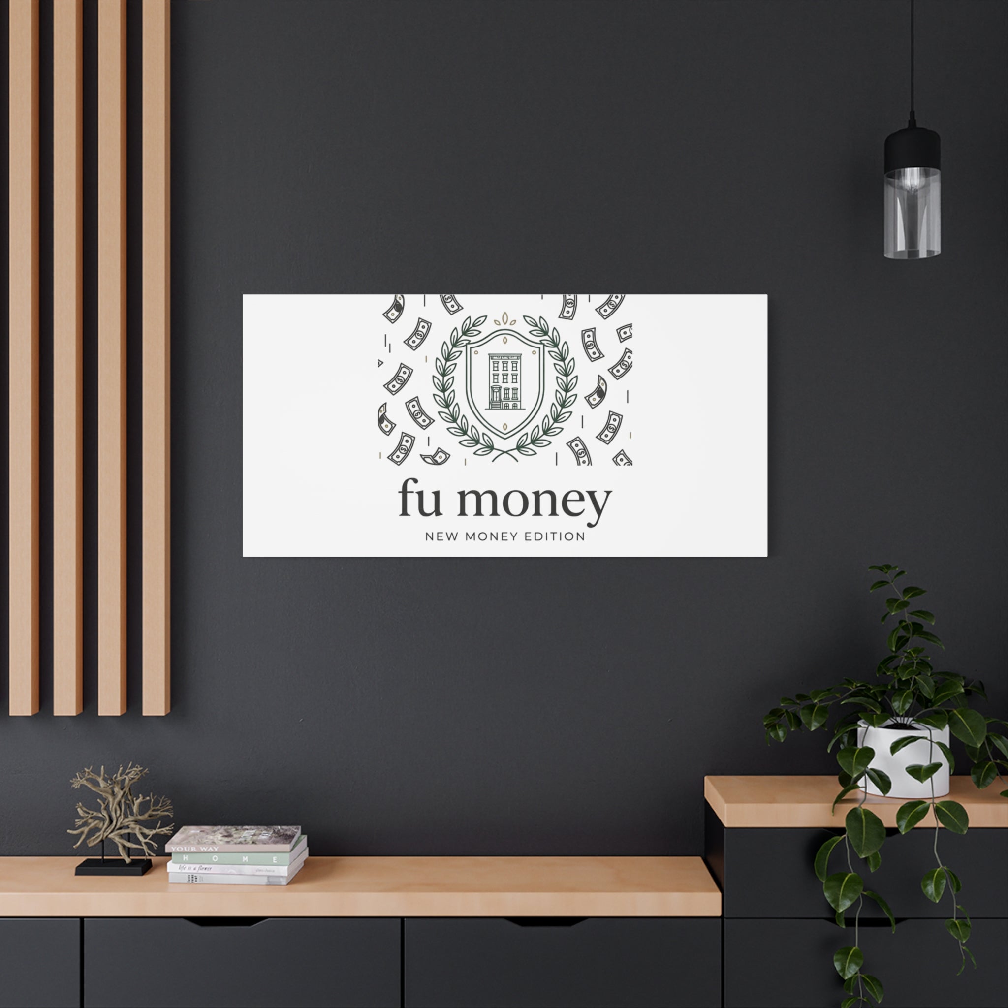 fu money Canvas |New Money Minimalist, Quiet Luxury, Serif Monochrome