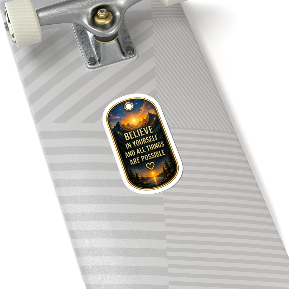Believe in Yourself Inspirational Kiss-Cut Sticker – Mountain Sunrise Motivational Decal