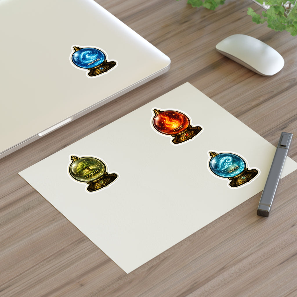 Elemental Globe Sticker Sheet — Earth, Fire, Water, Wind Magic Stickers