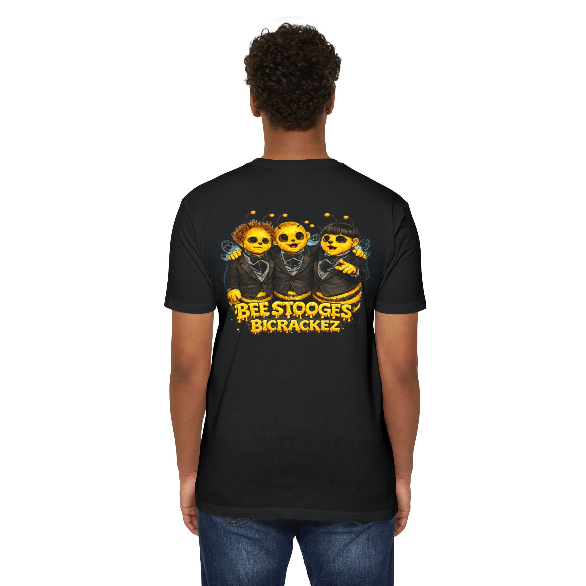 Bee Stooges Graphic T-Shirt — Bee Costume Trio "Bee Crackez" Vintage Band Tee