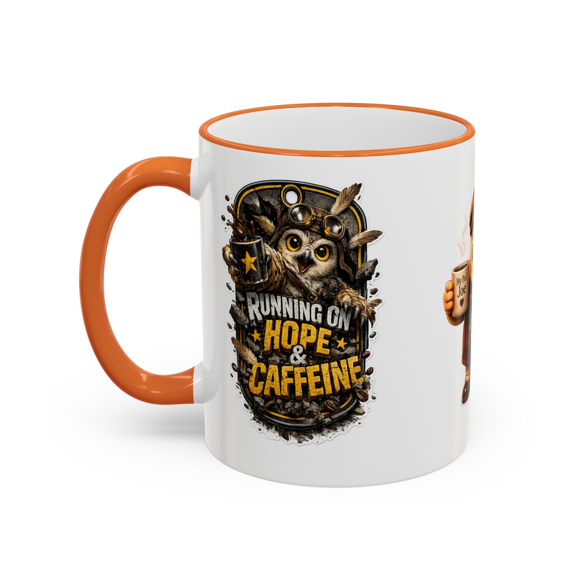Running on Hope and Caffeine — 'My First Cup of Joe' Vintage Coffee Character (11oz/15oz)