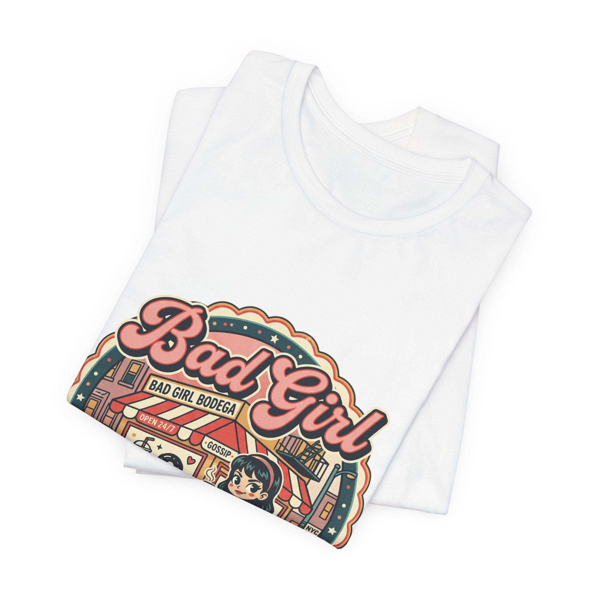 Bad Girl Bodega Tee | NYC bodega, Y2K cherries, Spanglish corner store