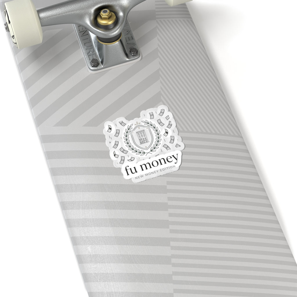 fu money Crest Sticker | old money minimalist, monochrome serif