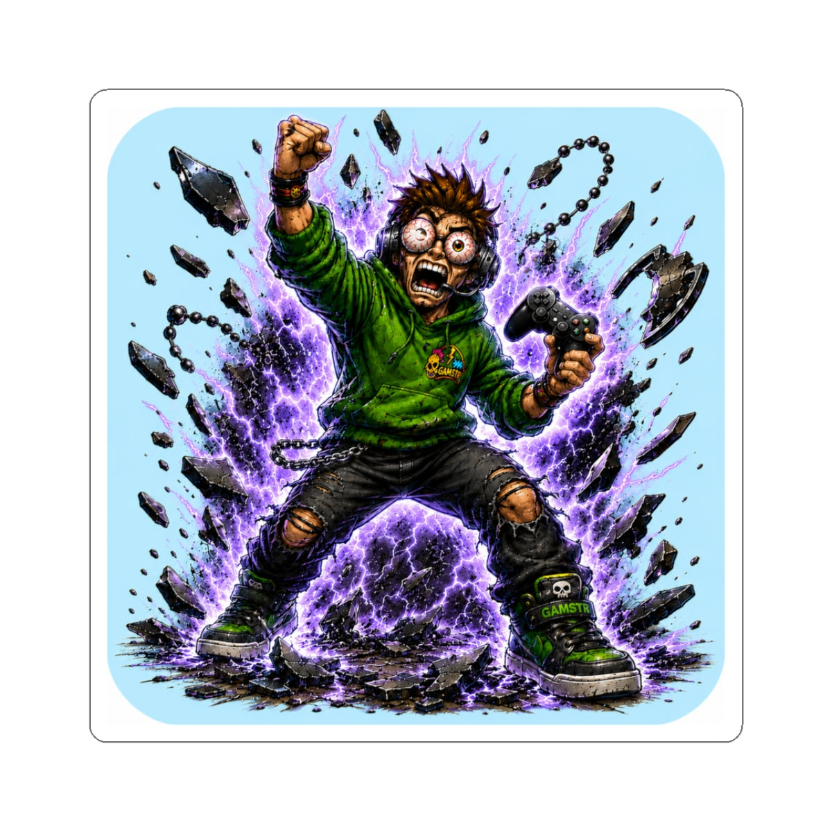 Portal Explosion Electrified Gamer Sticker — Anime Power Explosion Decal