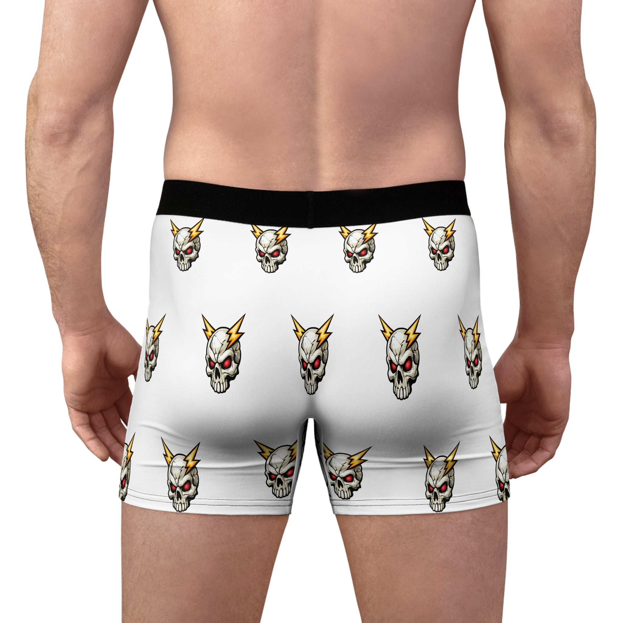 Skull Lightning Boxer Briefs — Men’s All-Over-Print Boxer Briefs