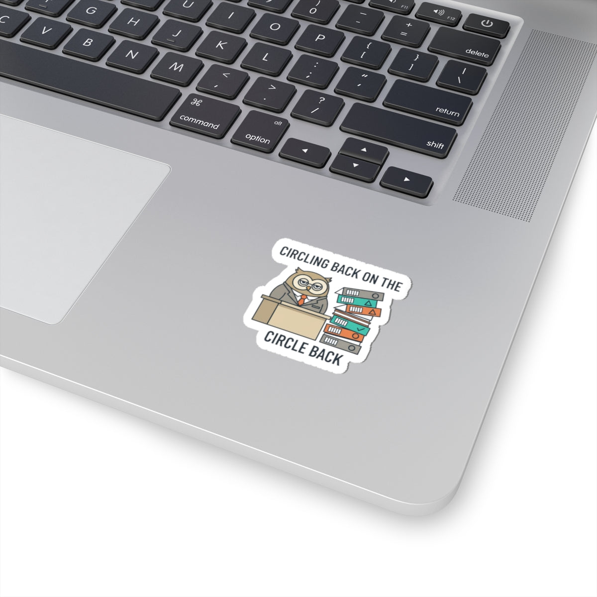 Circling Back Owl Sticker | Unhinged Animal Bureaucracy, office animal illustration