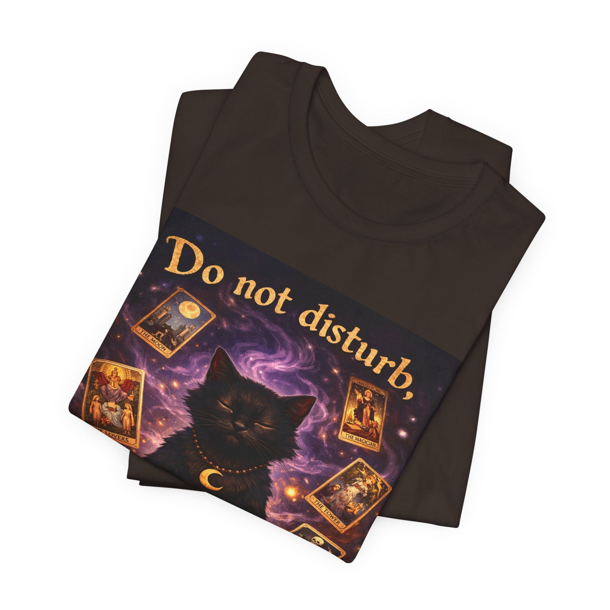 Do Not Disturb Cat Coffee Tee — Mystic Black Cat Tarot T-Shirt