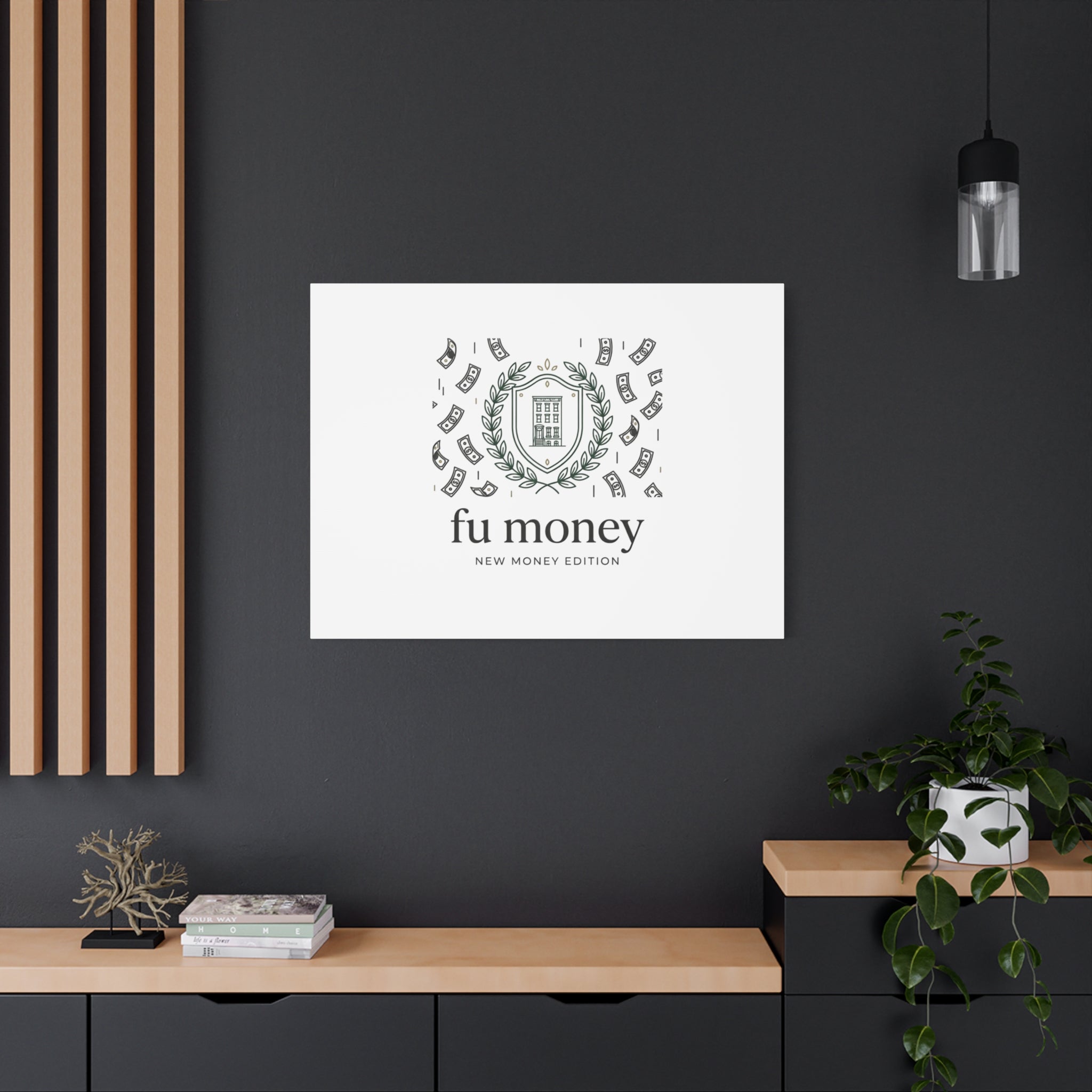 fu money Canvas |New Money Minimalist, Quiet Luxury, Serif Monochrome