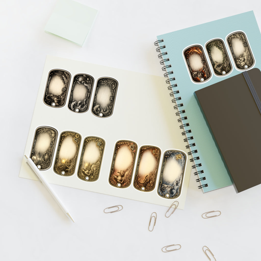 Vintage Nameplate Sticker Sheet — Retro Label Planner Stickers (12-Pack)