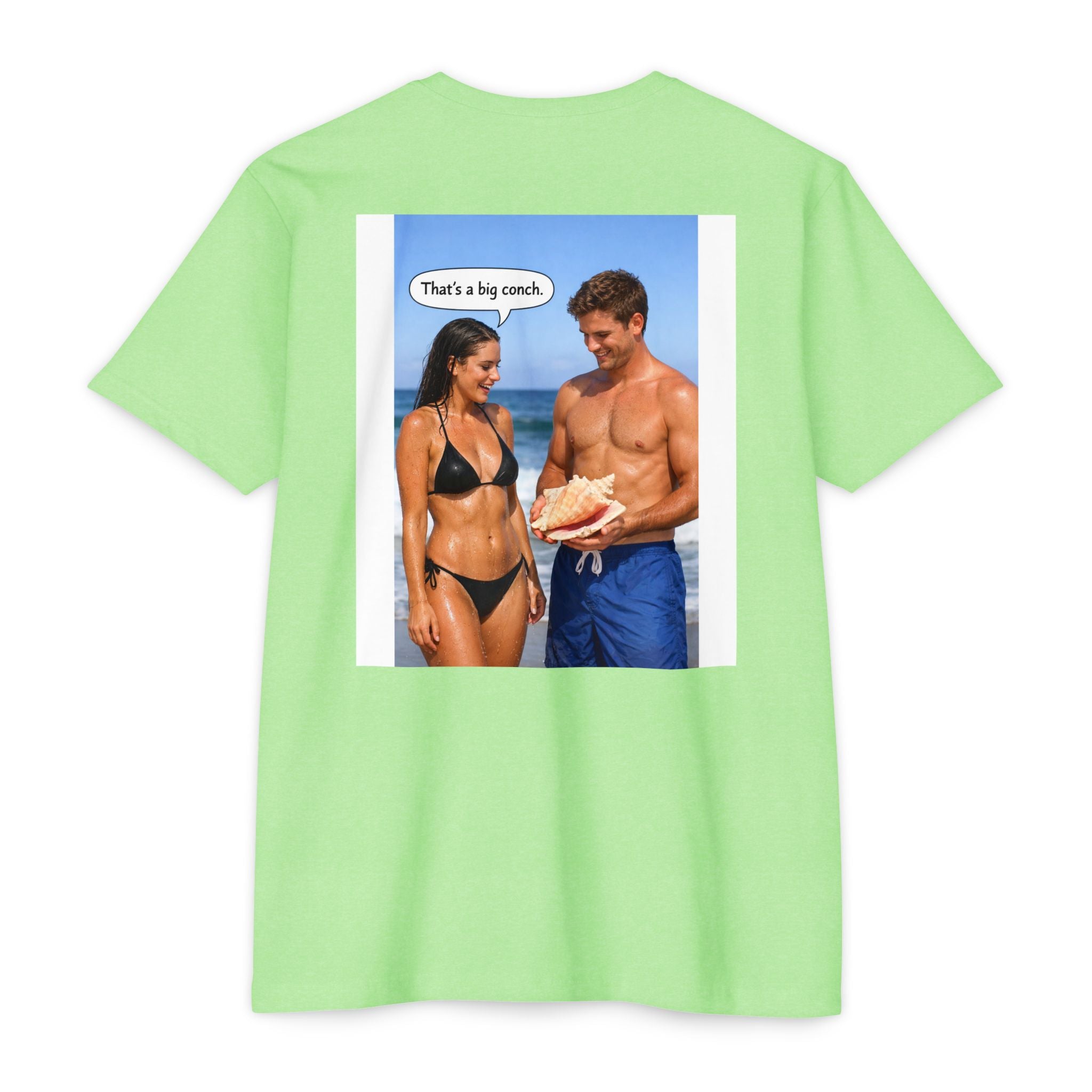 Conch Joke T-Shirt — Retro Beach Photo Tee with "That's a big conch" Graphic