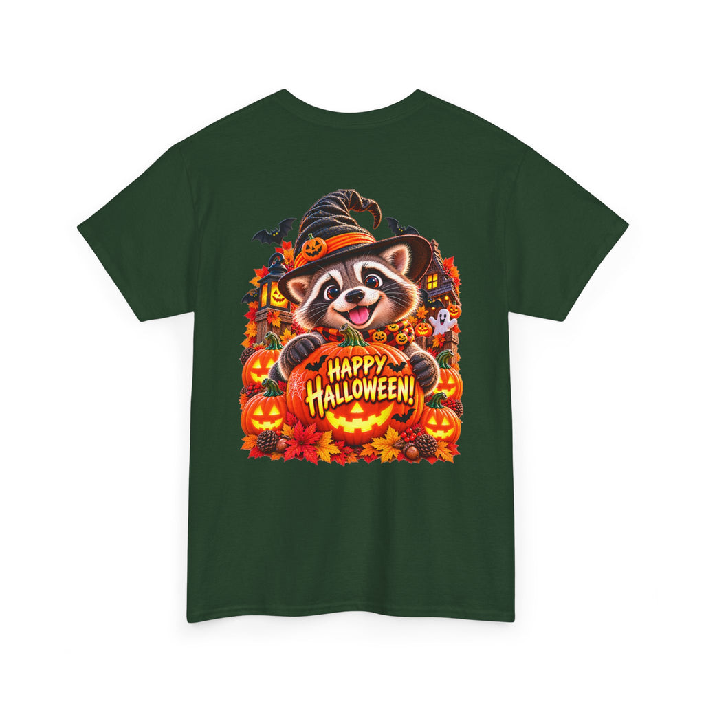 Halloween Raccoon Tee — Cute Jack-o'-Lantern "Happy Halloween" Shirt