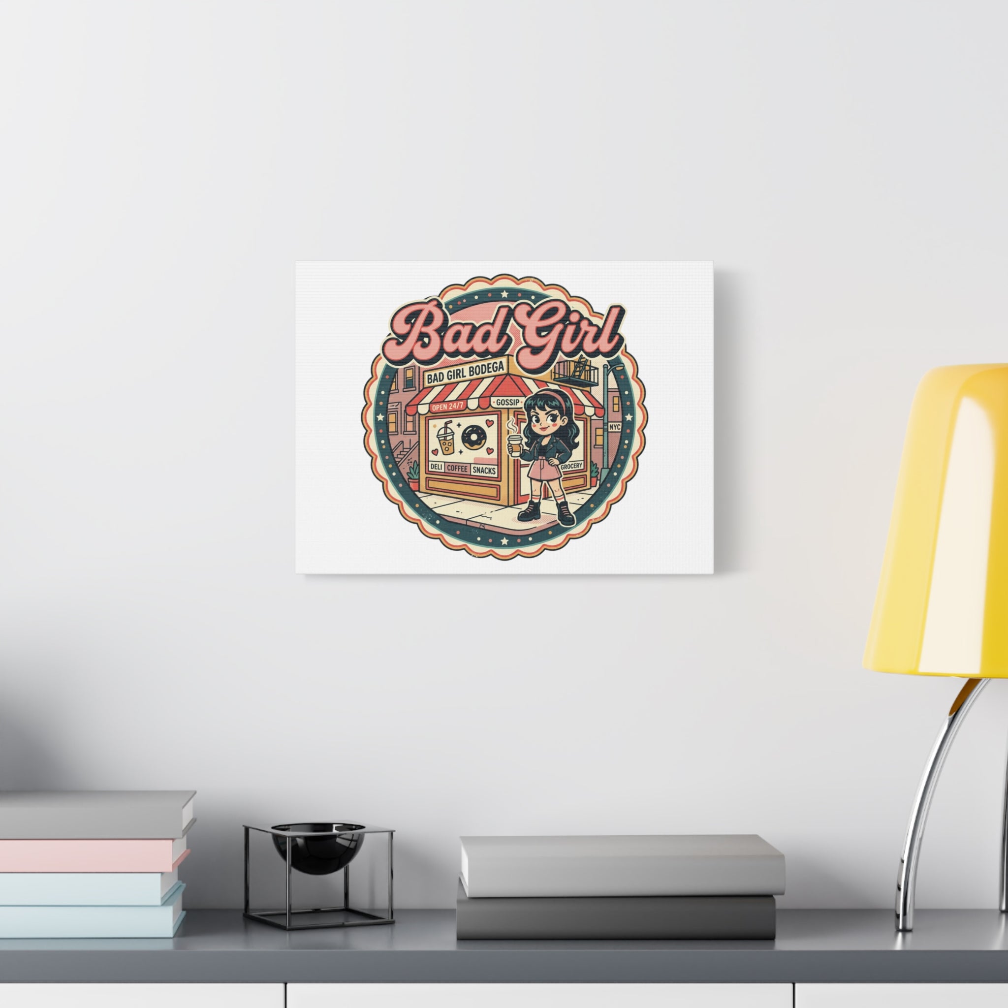 Bad Girl Bodega Canvas Print | Bodega, NYC, Y2K Corner Store Art