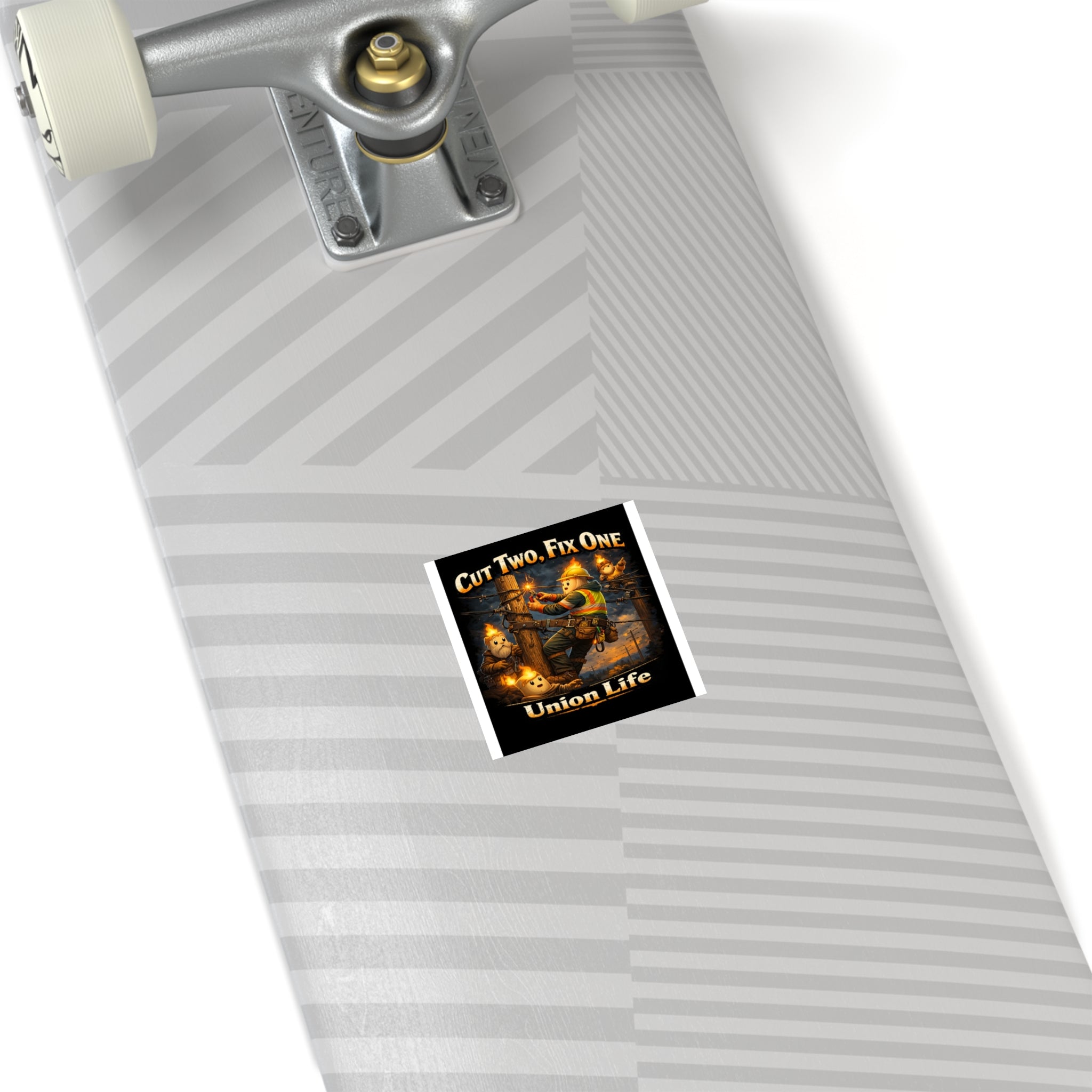 Union Life Sticker — "Cut Two, Fix One" Lineman Square Sticker (Indoor/Outdoor)