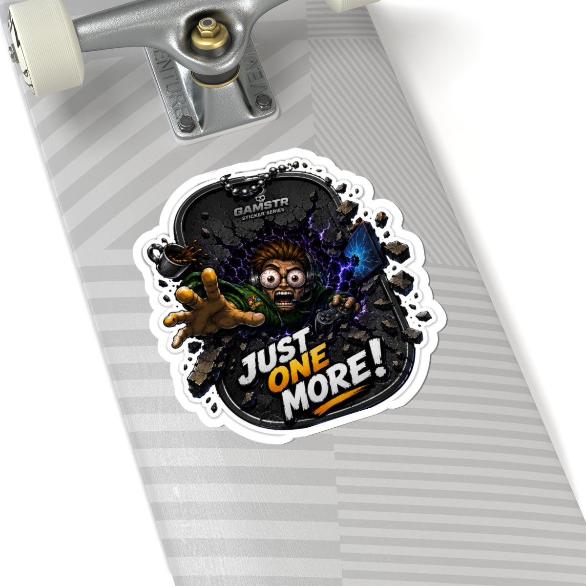Portal Return Gamer Sticker — "Just One More!" Retro Gaming Laptop Decal