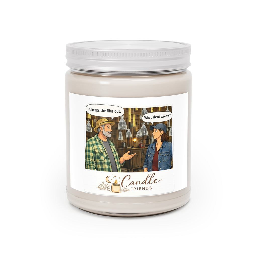 The question candle? 9oz Scented Soy Candle — 'Candle Friends' Cartoon Jar with White Lid