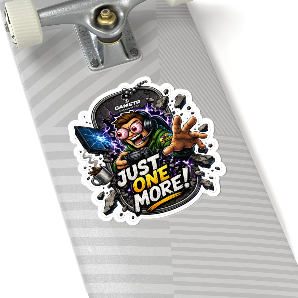 4th Wall Break Gamer Sticker — "Just One More!" Kiss-Cut Laptop Decal