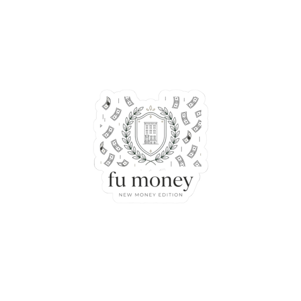 fu money Crest Sticker | old money minimalist, monochrome serif