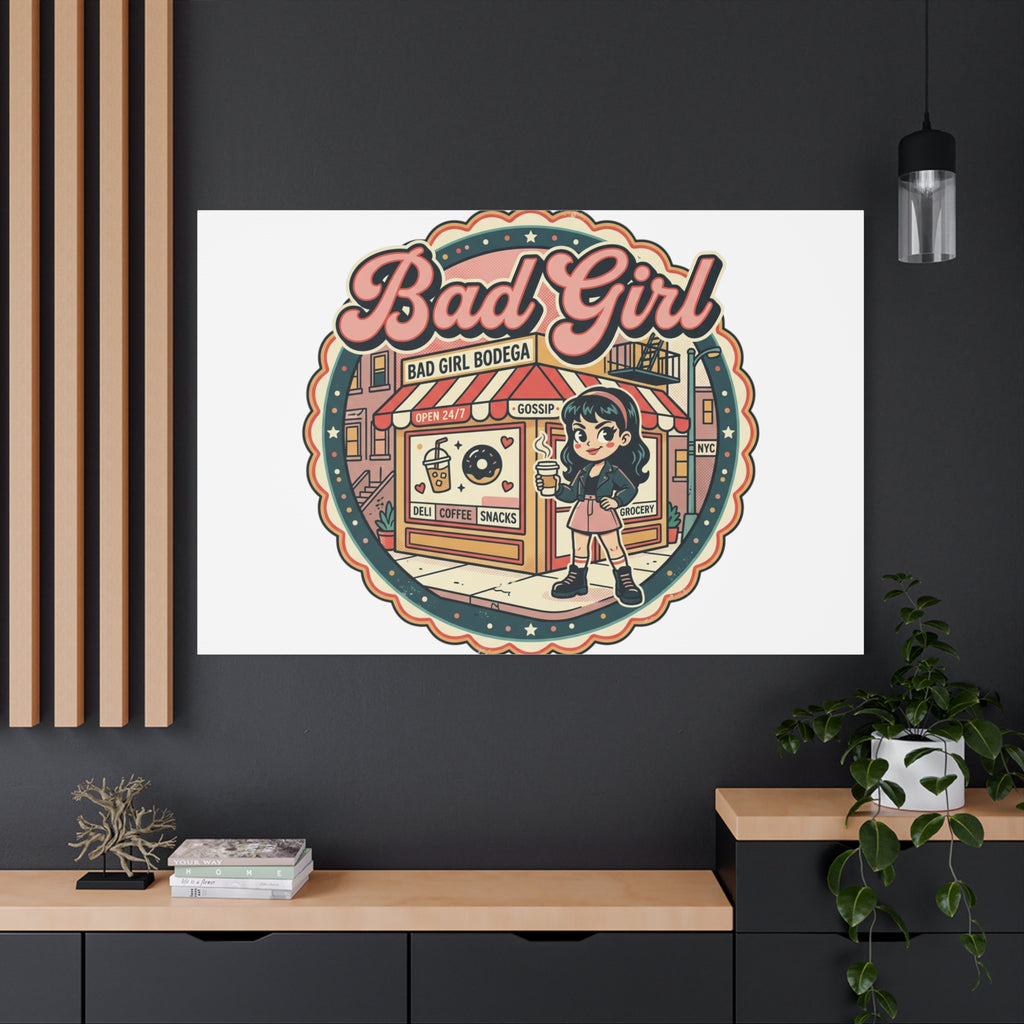 Bad Girl Bodega Canvas Print | Bodega, NYC, Y2K Corner Store Art
