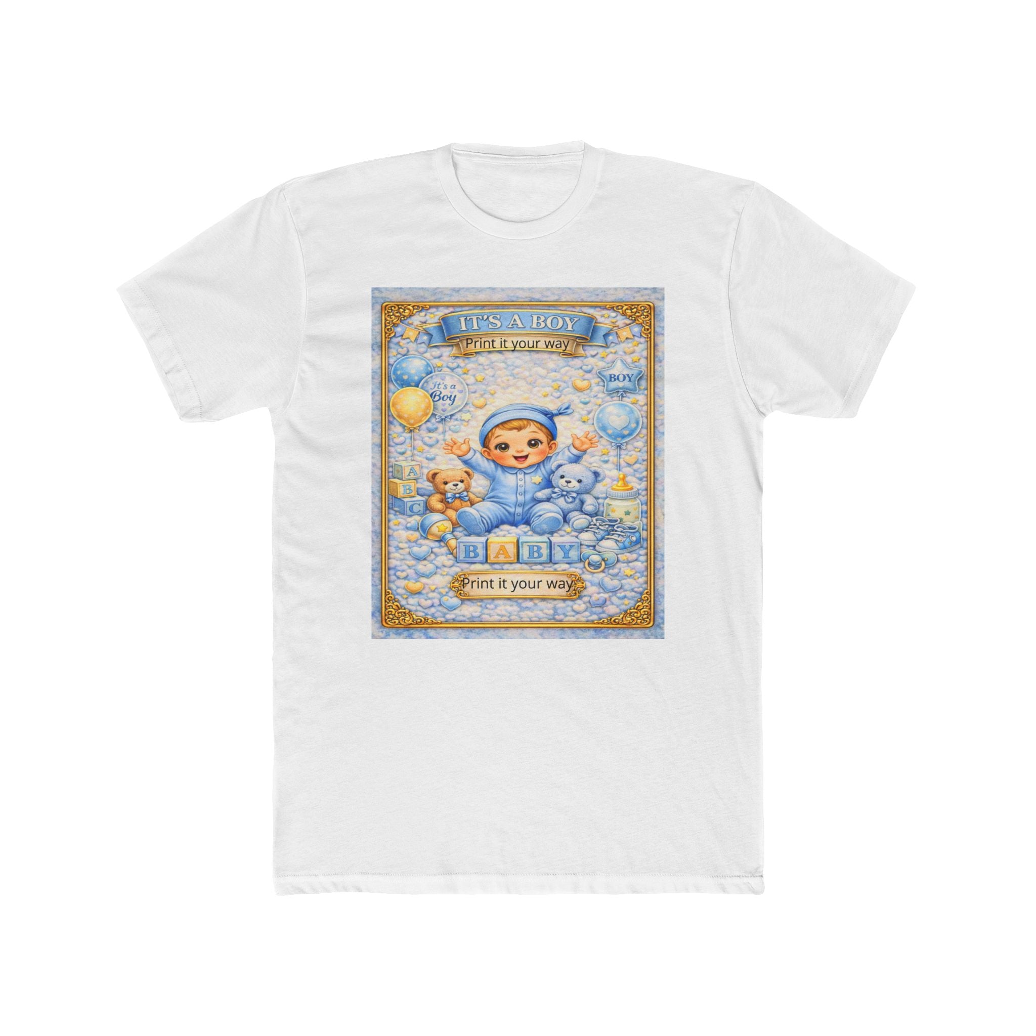 Its a Boy T‑Shirt – 'A New Adventure Begins' Cute Vintage Blue Baby Design
