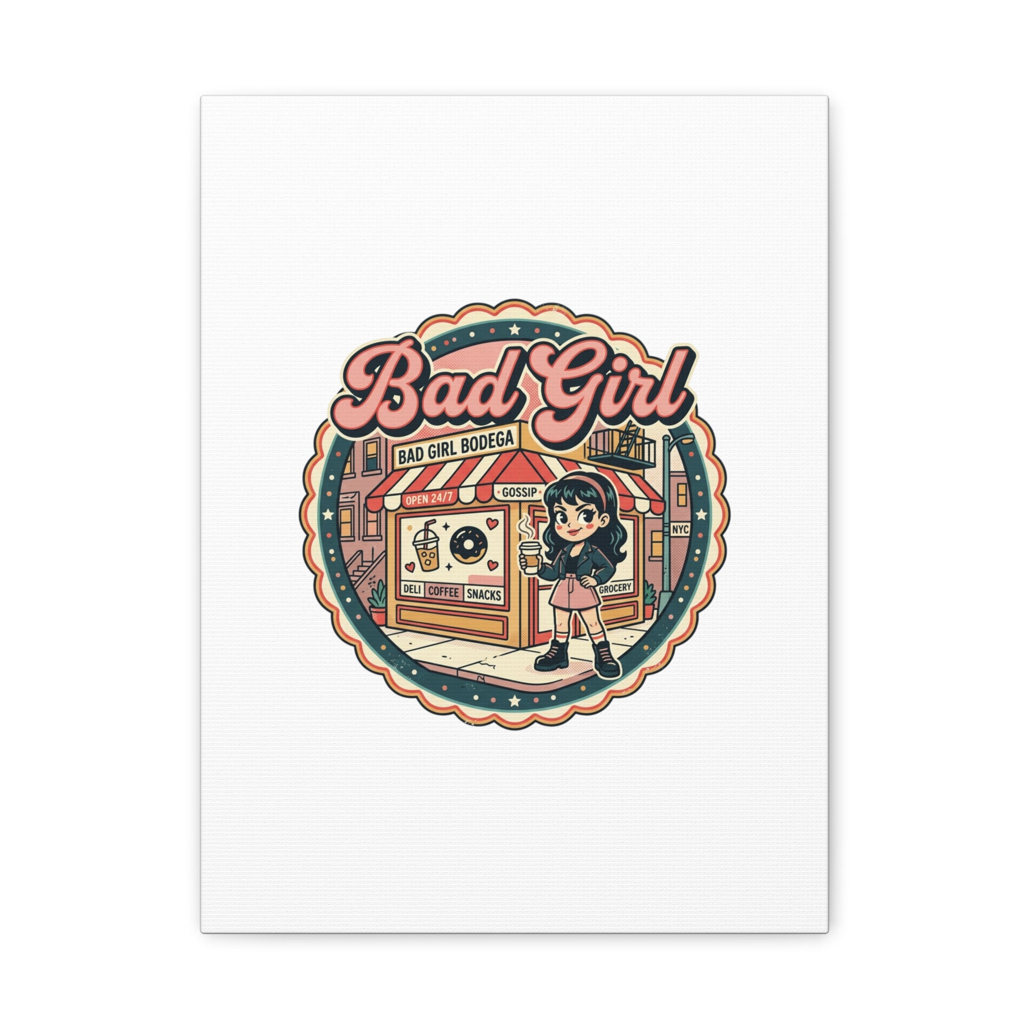 Bad Girl Bodega Canvas Print | Bodega, NYC, Y2K Corner Store Art